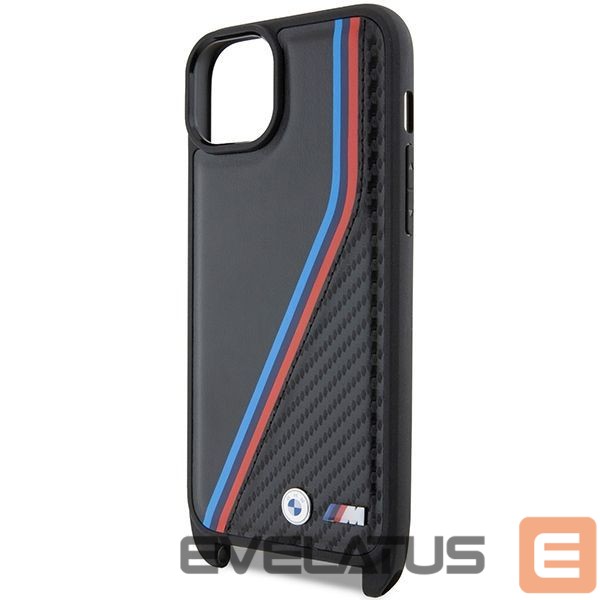 Чехол на заднюю панель BMW BMW M Edition Carbon Tricolor Lines & Strap case for iPhone 15 / 14 / 13 - black