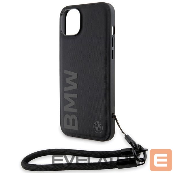 Чехол на заднюю панель BMW BMW Signature Leather Wordmark Cord Case for iPhone 15/14/13 - Black