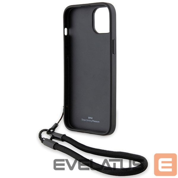 Чехол на заднюю панель BMW BMW Signature Leather Wordmark Cord Case for iPhone 15/14/13 - Black