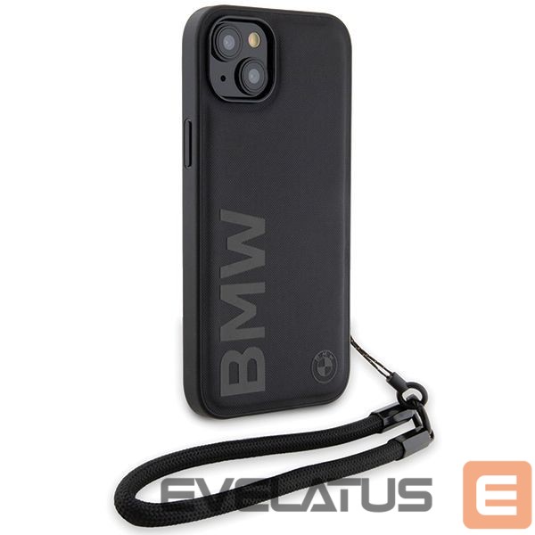 Чехол на заднюю панель BMW BMW Signature Leather Wordmark Cord Case for iPhone 15/14/13 - Black