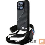 Чехол на заднюю панель BMW  BMW M Edition Carbon Stripe & Strap case for iPhone 15 Pro Max - black 