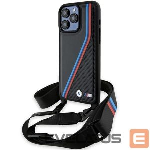 Чехол на заднюю панель BMW  BMW M Edition Carbon Tricolor Lines & Strap case for iPhone 15 Pro Max - black 