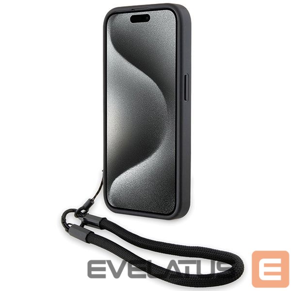 Чехол на заднюю панель BMW BMW Signature Leather Wordmark Cord case for iPhone 15 Pro Max - black