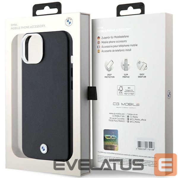 Чехол на заднюю панель BMW BMW Signature Wrapped Metal MagSafe Case for iPhone 14/15/13 - Black
