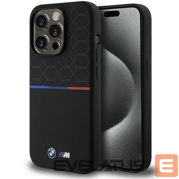 Чехол на заднюю панель BMW BMW M Silicone Pattern MagSafe case for iPhone 15 Pro - black