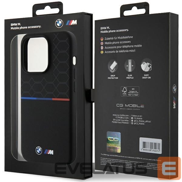Чехол на заднюю панель BMW BMW M Silicone Pattern MagSafe case for iPhone 15 Pro - black