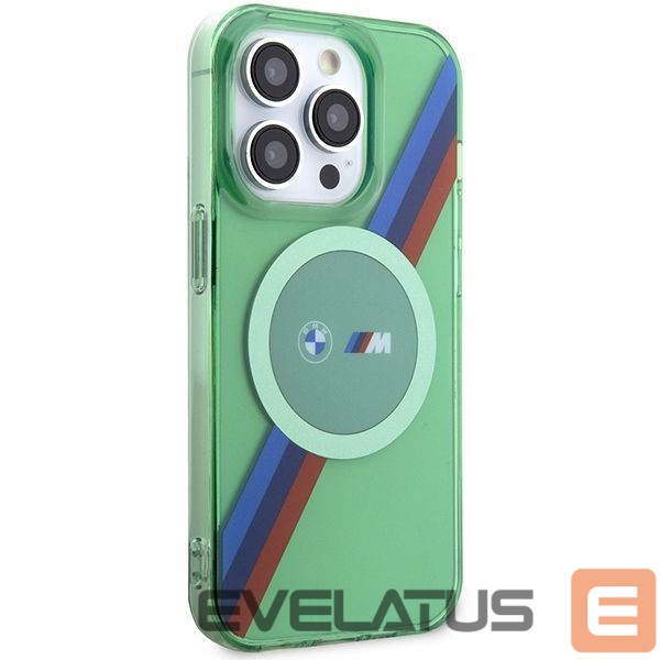 Чехол на заднюю панель BMW BMW M Tricolor Stripes MagSafe case for iPhone 15 Pro - green