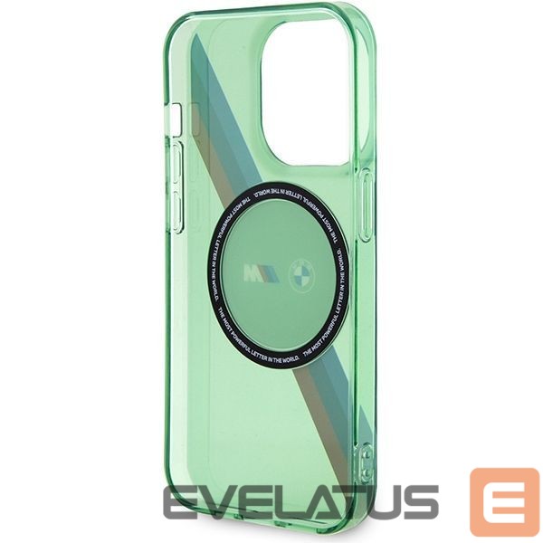 Чехол на заднюю панель BMW BMW M Tricolor Stripes MagSafe case for iPhone 15 Pro - green