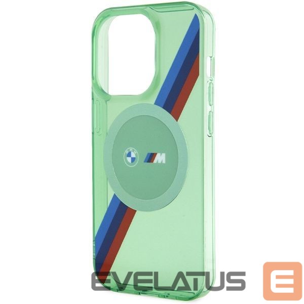 Чехол на заднюю панель BMW BMW M Tricolor Stripes MagSafe case for iPhone 15 Pro - green