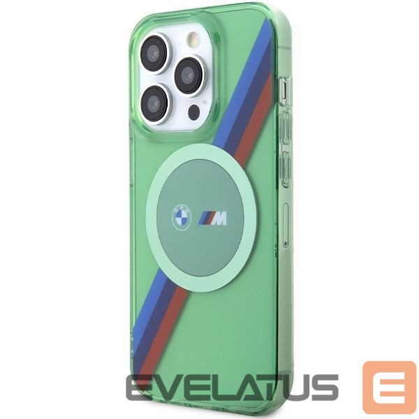 Чехол на заднюю панель BMW BMW M Tricolor Stripes MagSafe case for iPhone 15 Pro - green