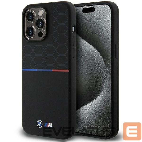 Чехол на заднюю панель BMW BMW M Silicone Pattern MagSafe case for iPhone 15 Pro Max - black