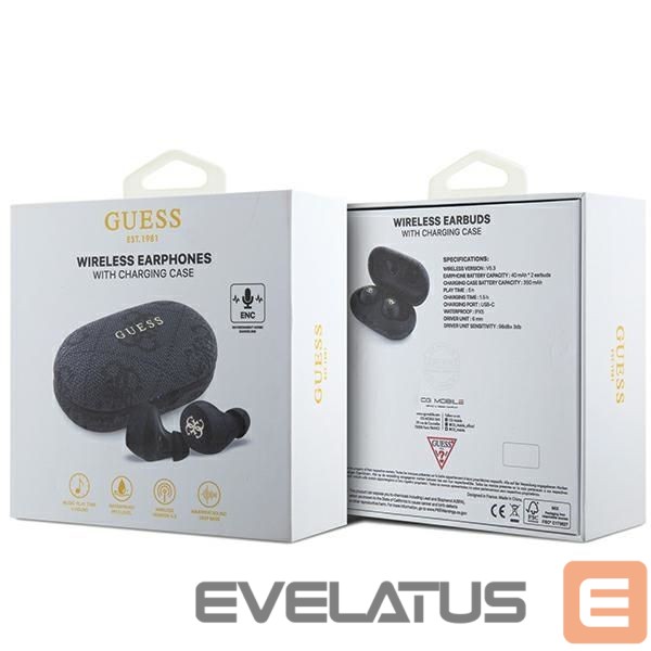 Чехол на заднюю панель Guess TWS Guess 4G Metal Bluetooth headphones with ENC docking station - black