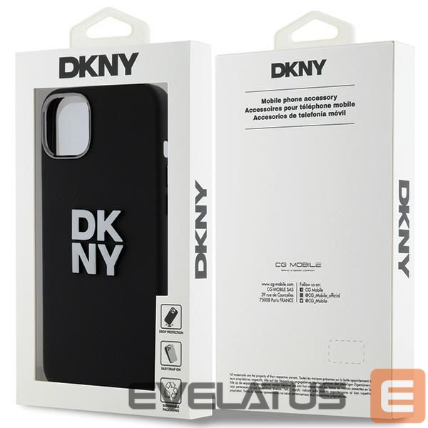 Чехол на заднюю панель DKNY DKNY Liquid Silicone Metal Logo case for iPhone 15 Plus / 14 Plus - black