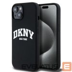 Чехол на заднюю панель DKNY  DKNY Liquid Silicone White Printed Logo MagSafe Case for iPhone 14 / 15 / 13 - Black 
