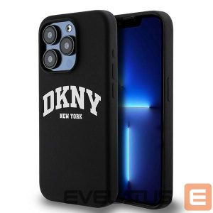 Чехол на заднюю панель DKNY  DKNY Liquid Silicone White Printed Logo MagSafe iPhone 15 Pro Case - Black 
