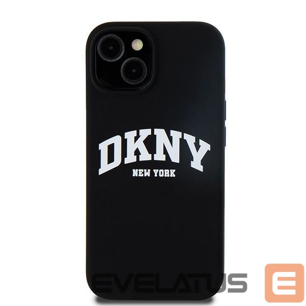 Чехол на заднюю панель DKNY DKNY Liquid Silicone White Printed Logo MagSafe Case for iPhone 15 Plus / 14 Plus - Black