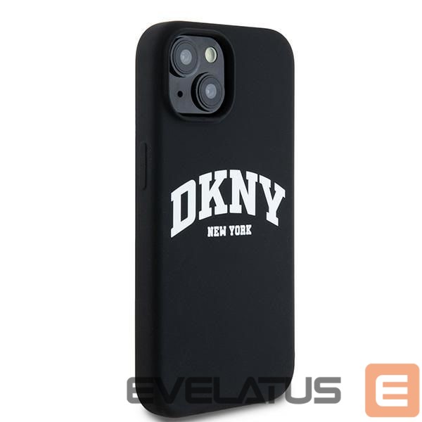 Чехол на заднюю панель DKNY DKNY Liquid Silicone White Printed Logo MagSafe Case for iPhone 15 Plus / 14 Plus - Black