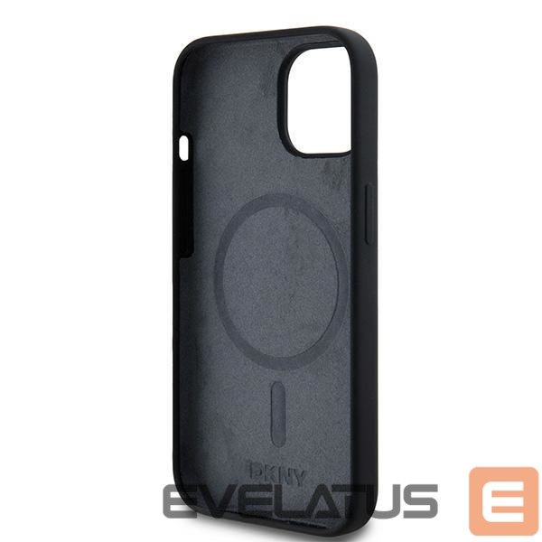 Чехол на заднюю панель DKNY DKNY Liquid Silicone White Printed Logo MagSafe Case for iPhone 15 Plus / 14 Plus - Black