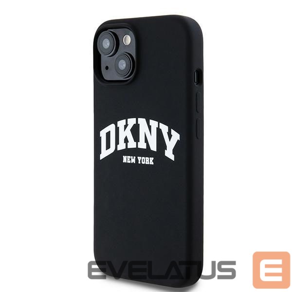 Чехол на заднюю панель DKNY DKNY Liquid Silicone White Printed Logo MagSafe Case for iPhone 15 Plus / 14 Plus - Black