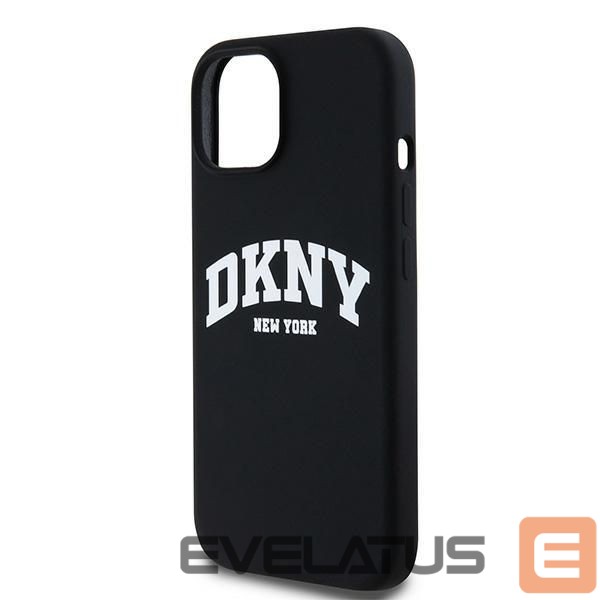 Чехол на заднюю панель DKNY DKNY Liquid Silicone White Printed Logo MagSafe Case for iPhone 15 Plus / 14 Plus - Black