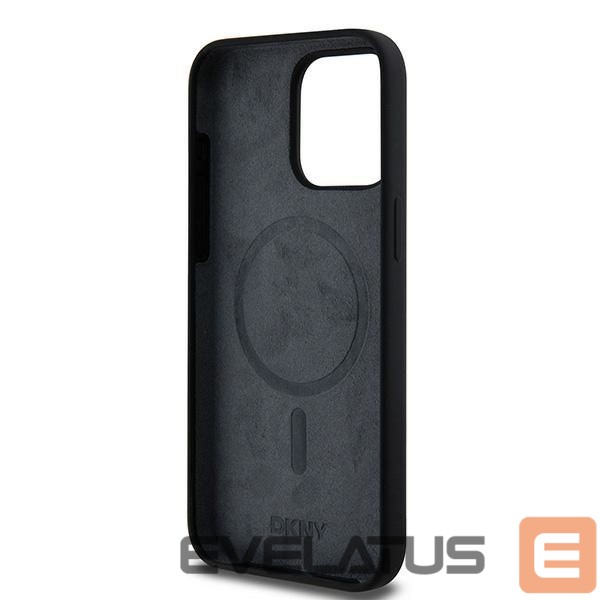 Чехол на заднюю панель DKNY DKNY Liquid Silicone White Printed Logo MagSafe case for iPhone 15 Pro Max - black