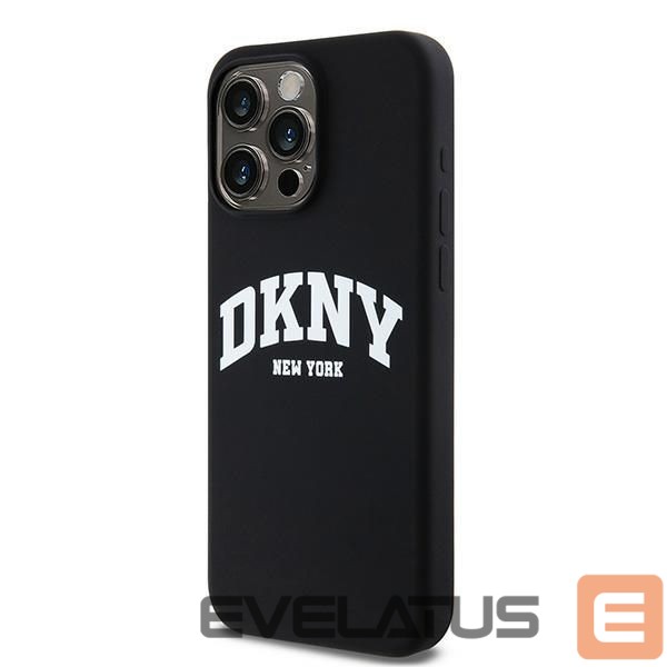 Чехол на заднюю панель DKNY DKNY Liquid Silicone White Printed Logo MagSafe case for iPhone 15 Pro Max - black