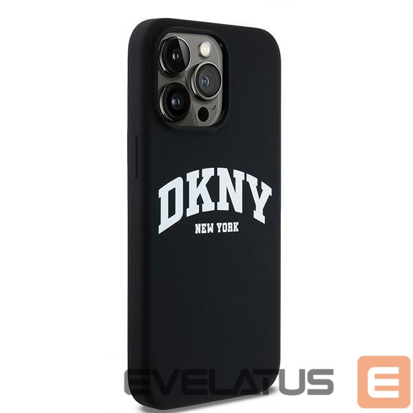 Чехол на заднюю панель DKNY DKNY Liquid Silicone White Printed Logo MagSafe case for iPhone 15 Pro Max - black
