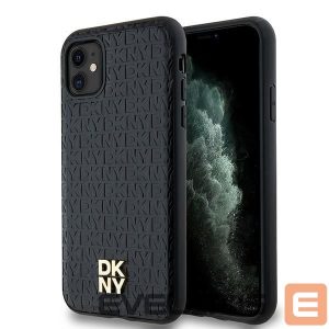 Другой аксессуар для телефона DKNY  DKNY Leather Monogram Pattern Metal Logo MagSafe Case for iPhone 11 / Xr - Black 