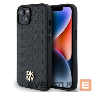 Другой аксессуар для телефона DKNY  DKNY Leather Monogram Pattern Metal Logo MagSafe Case for iPhone 15/14/13 - Black 