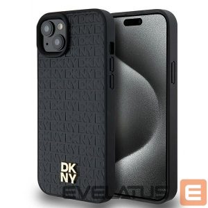 Другой аксессуар для телефона DKNY  DKNY Leather Monogram Pattern Metal Logo MagSafe Case for iPhone 15 Plus / 14 Plus - Black 