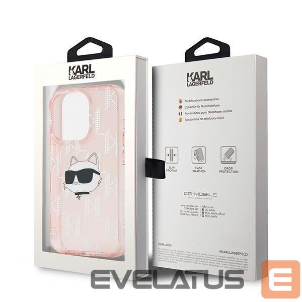 Другой аксессуар для телефона Karl Lagerfeld Karl Lagerfeld IML Choupette Head & Monogram case for iPhone 15 Pro - pink