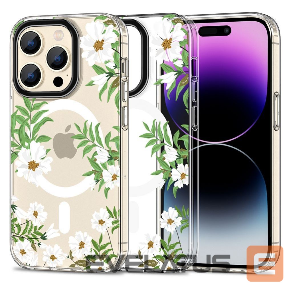 Чехол на заднюю панель Tech-Protect Flowers || Leaves \ White || Transparent