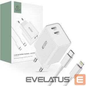 Адаптер Tech-Protect  White \ with cable \ USB-C (female) || USB-C (męski) || Lightning (male) 