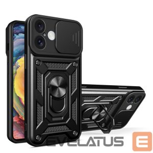 Чехол на заднюю панель Hurtel  Hybrid Armor Camshield iPhone 16 Plus Armored Case with Camera Cover and Stand - Black 