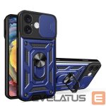 Чехол на заднюю панель Hurtel  Hybrid Armor Camshield iPhone 16 Case with Camera Cover and Stand - Blue 