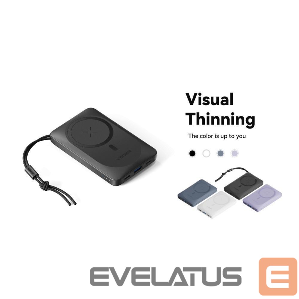 Внешний аккумулятор Veger Powerbank compatible with Magsafe Veger MagOn (VP1151 / W1151) PD QC3.0 2A 20W with wireless charging 10000 mAh white