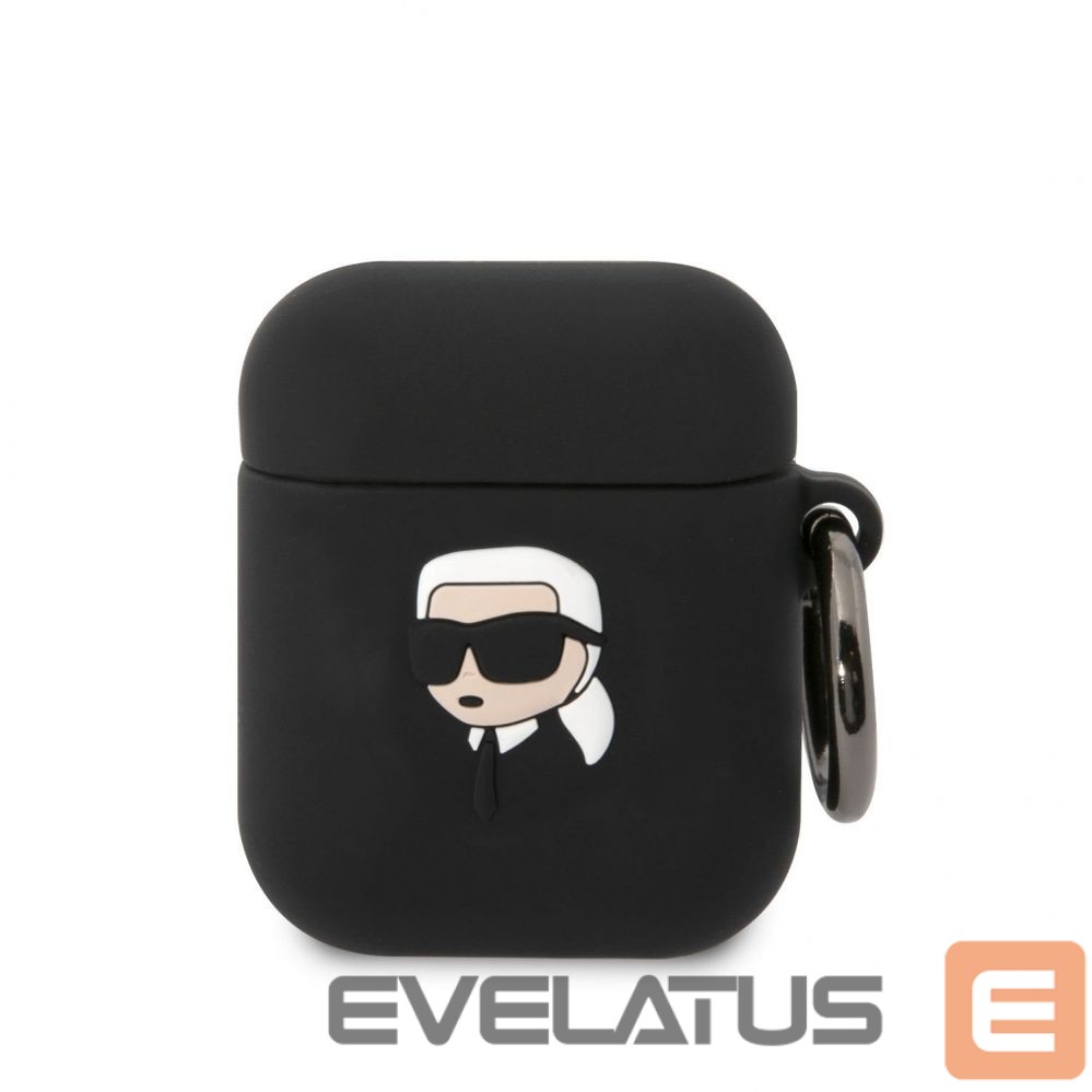 Чехол на заднюю панель Karl Lagerfeld - Karl Lagerfeld 3D Logo NFT Karl Head Silicone Case for AirPods 1/2 Black