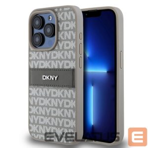 Чехол на заднюю панель DKNY - DKNY PU Leather Repeat Pattern Tonal Stripe Case for iPhone 15 Pro Beige 