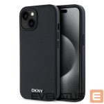 Чехол на заднюю панель DKNY - DKNY PU Leather Silver Metal Logo Magsafe Case for iPhone 15 Black 