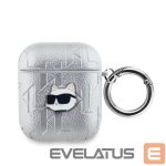 Чехол на заднюю панель Karl Lagerfeld - Karl Lagerfeld PU Embossed Choupette Head Case for AirPods 1/2 Silver 