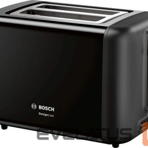Тостер Bosch  DesignLine Toaster TAT3P423 Power 970 W, Number of slots 2, Housing material Stainless steel, Black 