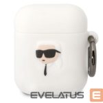 Чехол для наушников Karl Lagerfeld Apple Airpods 1/2 3D Logo NFT Karl Head Silicone Case White