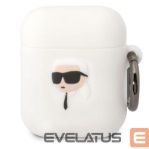 Чехол для наушников Karl Lagerfeld Apple Airpods 1/2 3D Logo NFT Karl Head Silicone Case White