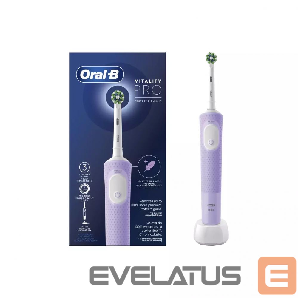 Зубная щётка Oral-B Electric Toothbrush D103 Vitality Pro Rechargeable, For adults, Number of brush heads included 1, Lilac Mist, Number of teeth brushing modes 3