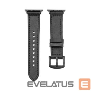 Ремешок Connect  Watch 38/40/41mm Silicone patch Leather Watch Strap (132mm M/L) Black