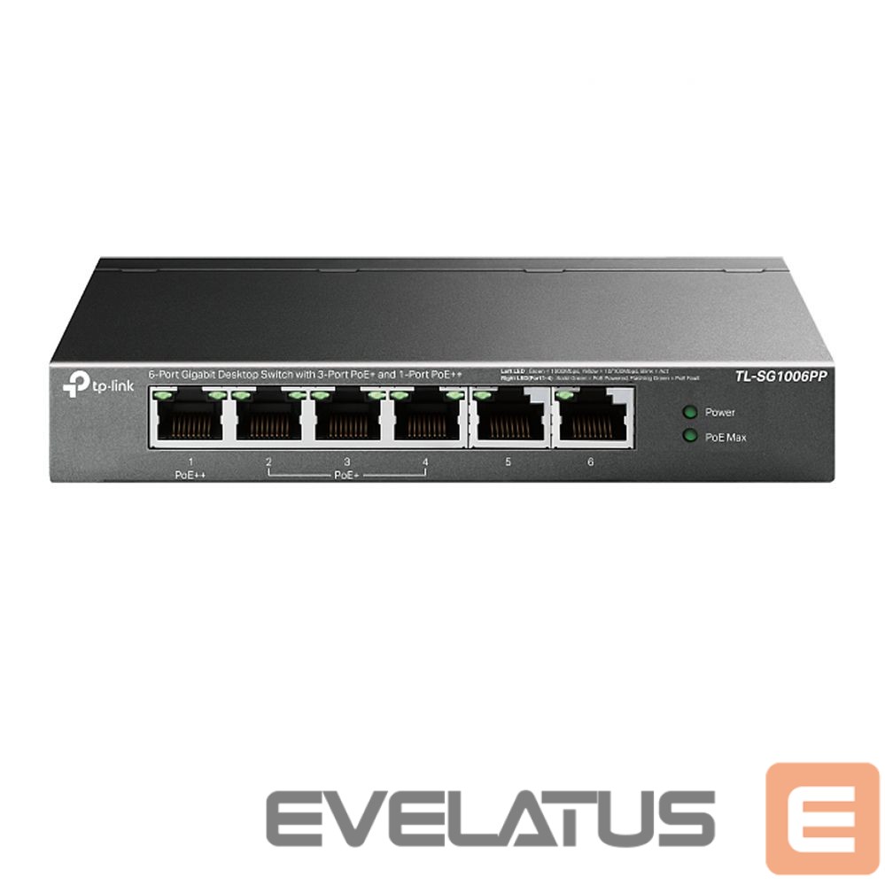Коммутатор TP-Link NET SWITCH 6PORT 3POE+/1POE++/TL-SG1006PP