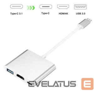 Переходник iLike  HD1 3in1 USB-C (Type-C) Plug to HDMI 4K / USB 3.0 / USB-C Female Audio & Video Cable Adapter Silver