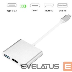 Переходник iLike  HD1 3in1 USB-C (Type-C) Plug to HDMI 4K / USB 3.0 / USB-C Female Audio & Video Cable Adapter Silver