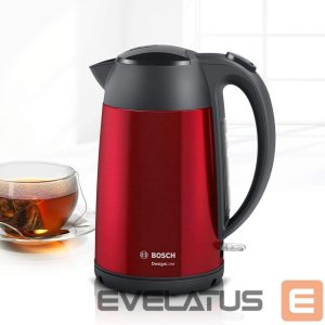 Чайник Bosch  Kettle DesignLine TWK3P424 Electric, 2400 W, 1.7 L, Stainless steel, 360° rotational base, Red 