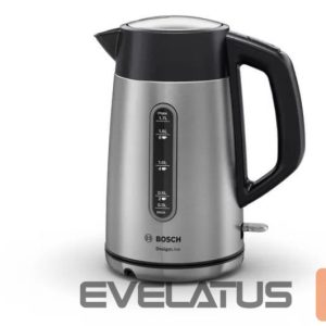 Чайник Bosch  Kettle DesignLine TWK4P440 Electric, 2400 W, 1.7 L, Stainless steel, 360° rotational base, Stainless steel/Black 